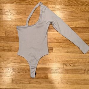 Gray one shoulder bodysuit
